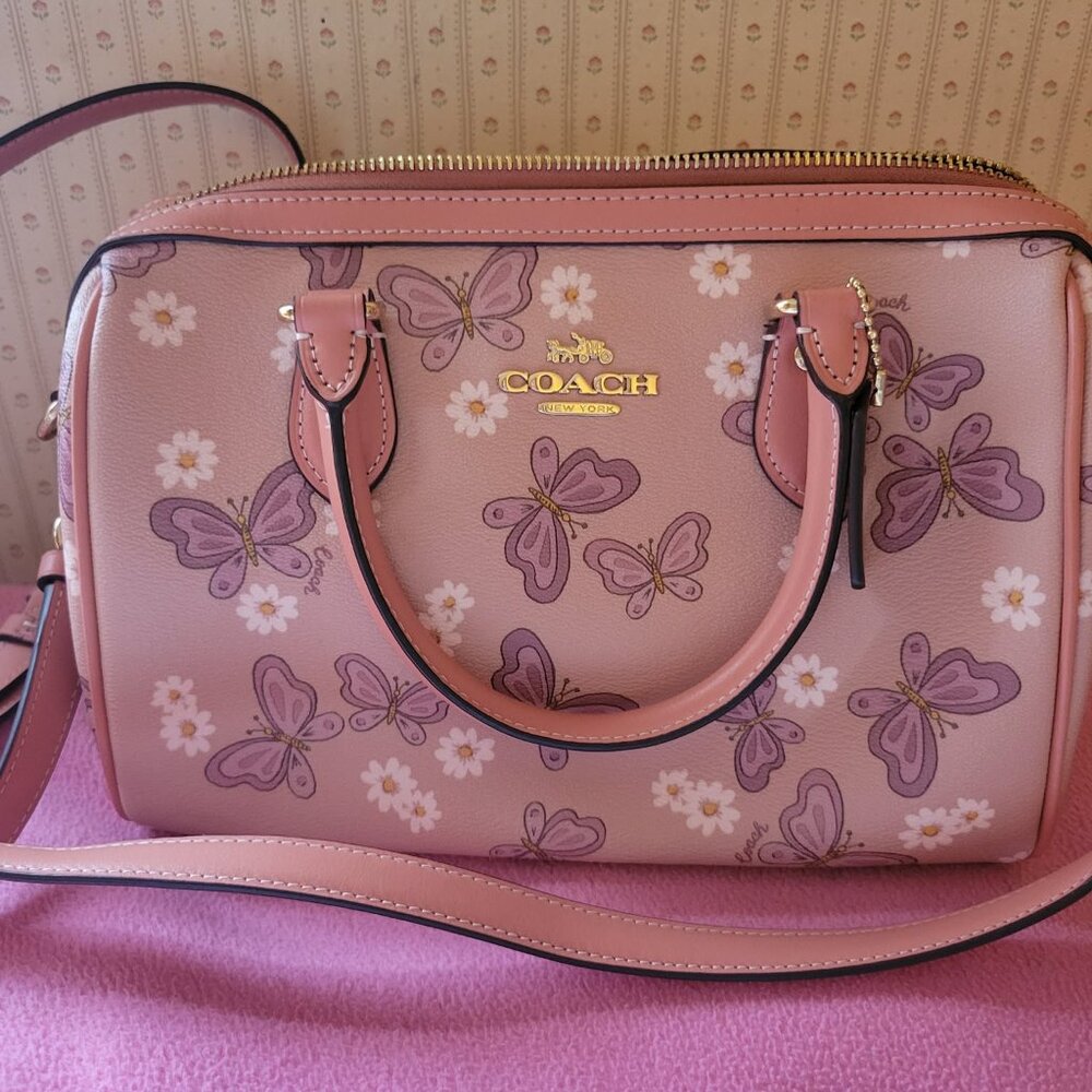 NWOT Rowan COACH Satchel With Lovely Butterfly Print
